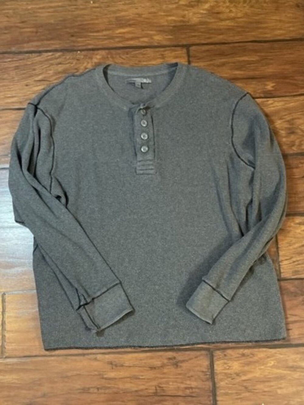 Men's 2XL Old Navy Waffle Knit Shirt Gray Streetwear Academia Cozy Y2K Grunge